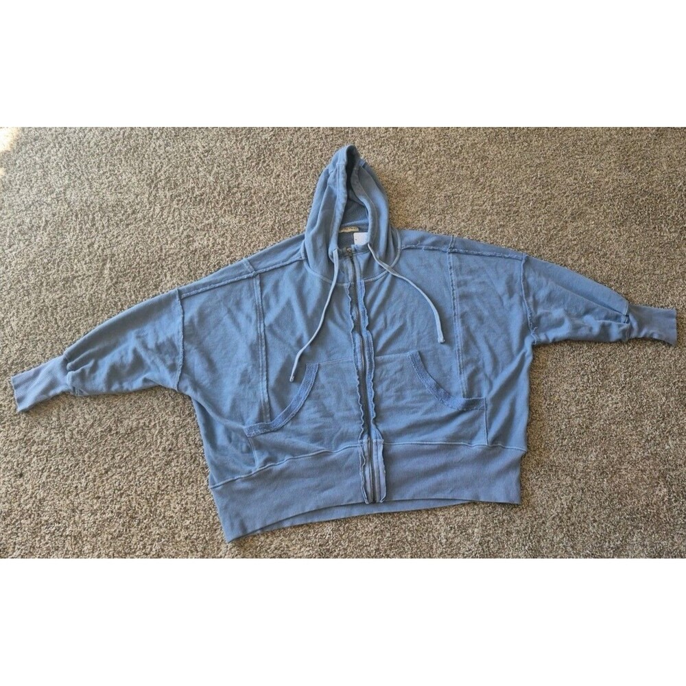 NWT Free People We The Free Solid Zip-Up Jacket Hoodie Small Blissful Blue